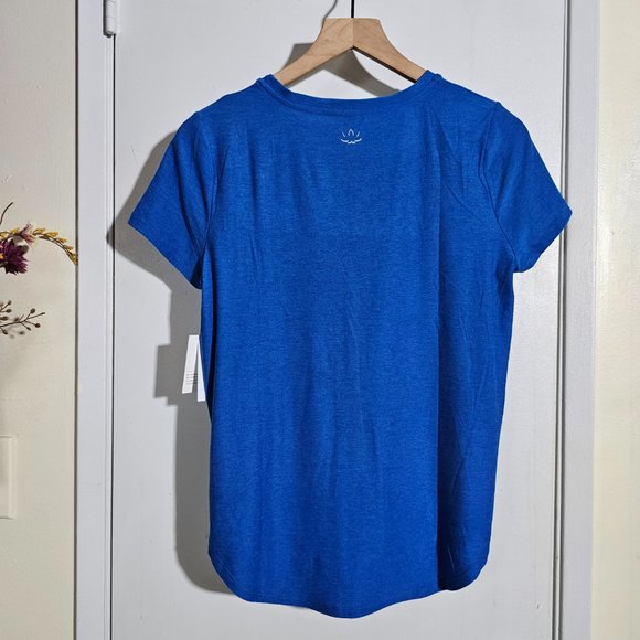 🏷️NWT Beyond Yoga On the Down Low T-Shirt In Azure Blue Heather - Size Small - Picture 8 of 10